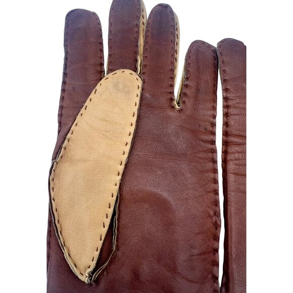 Vintage Leather Perforated Driving Gloves Hand Crafted Hand-stitched S/M - Picture 7 of 8